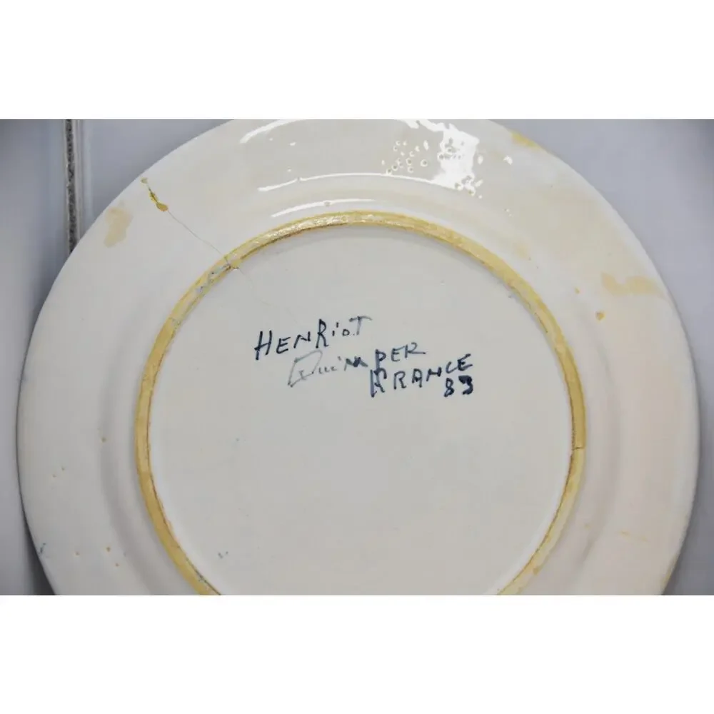 Henriot Quimper Petit Breton Primitive French Faïence Figural Plates, Set of 2
